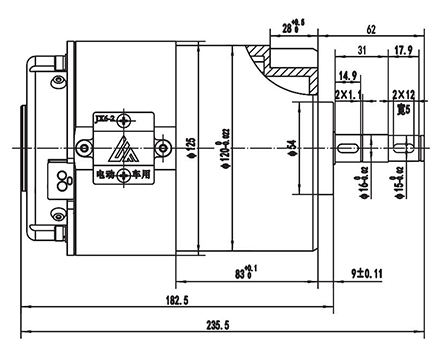 Moteur d'entraînement - à déplacement horizontal 750W, moteur à balais PMDC ZD125B2