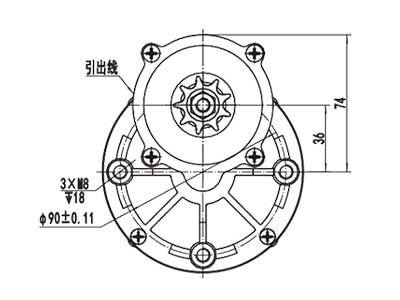 Moteur d'entraînement 450W (3500±6% RPM), moteur à balais PMDC ZD109AZ3