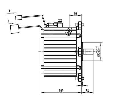 Moteur de traction 6000-11000W, Moteur sans balais PMDC TZ210BX-T